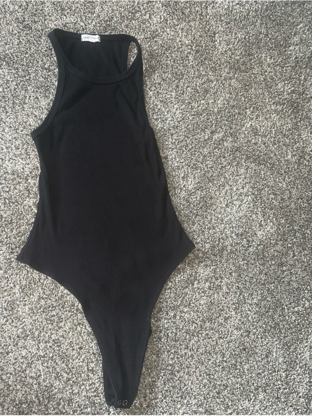 Good American Black Racerback Kids One-Piece Bodysuit
